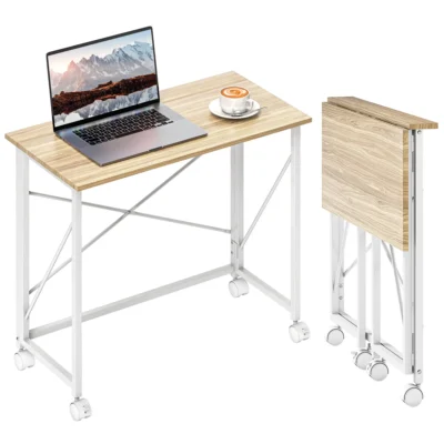 Bureau Pliant Roulettes 80X40X75 Naturel