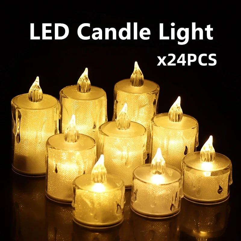 Bougies LED 24 pcs sans flamme scintillante