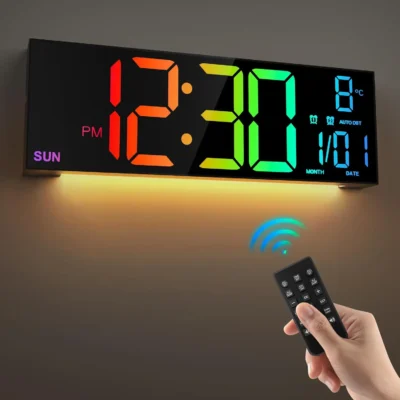 Horloge Grande horloge murale numérique 16.2 pouces, avec télécommande, grand...