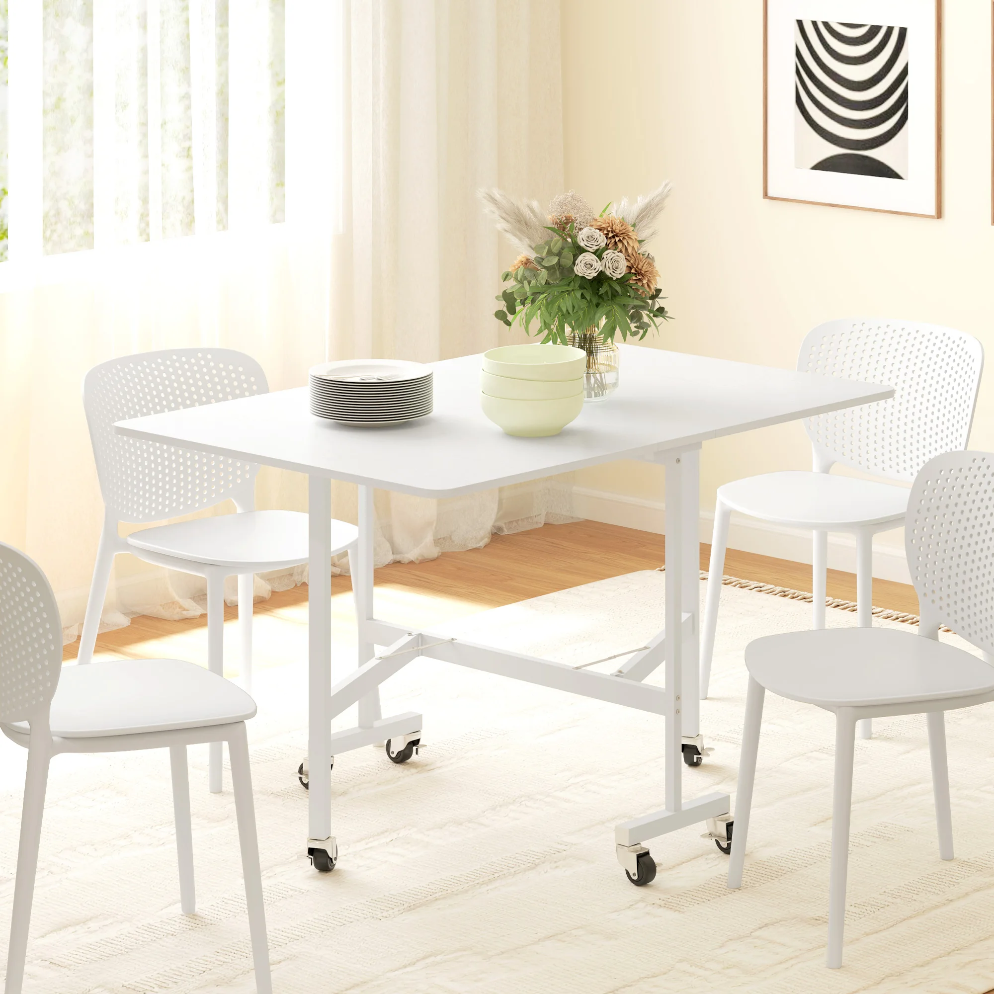 Table pliante 4-6 pers roulettes 120x80x73 – Image 2