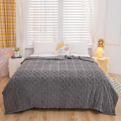 1 pièce flanelle couleur unie à carreaux double face velours couverture de bureau pause déjeuner couverture couverture -
